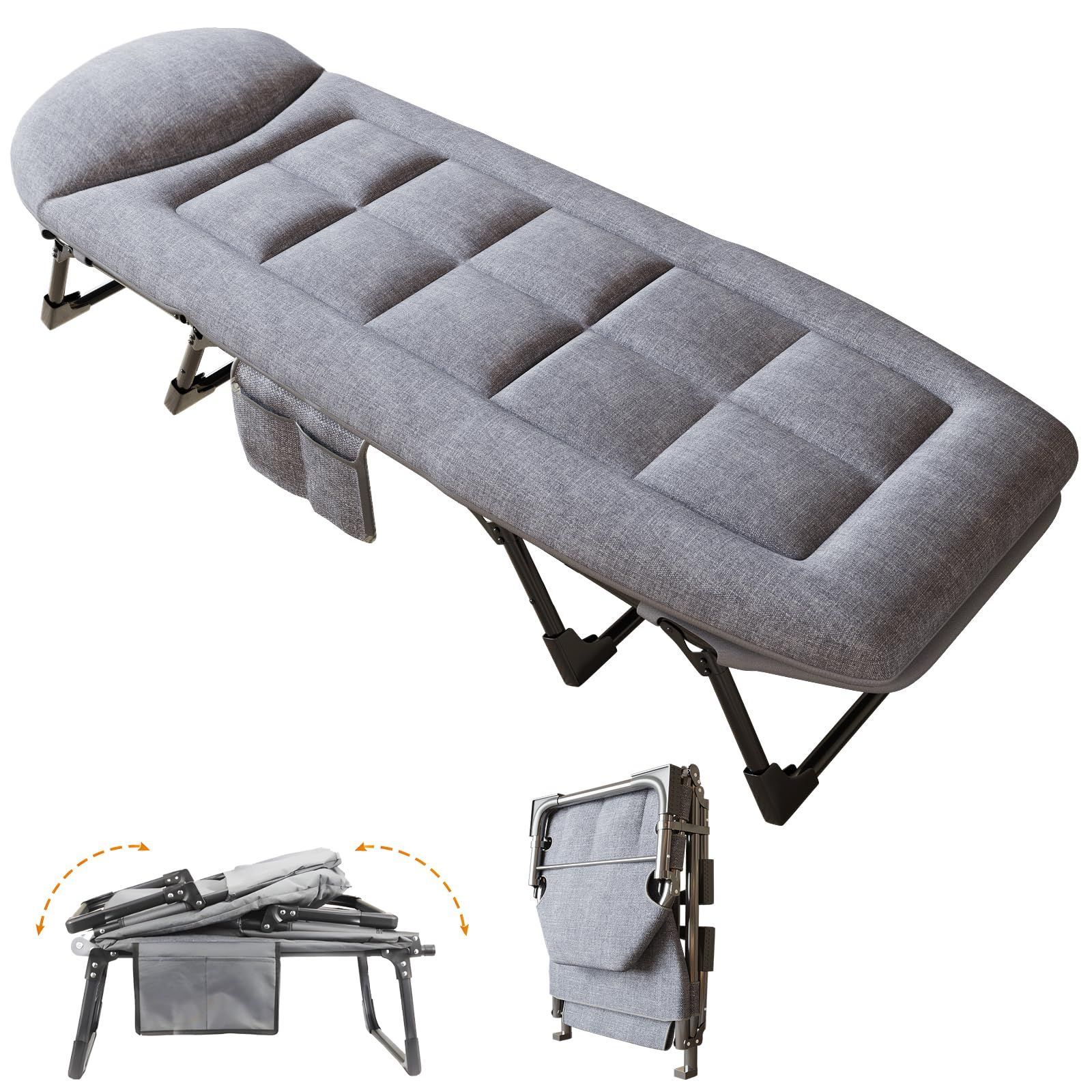 折りたたみベッド 簡易ベッド シングル 室内 コンパクトベッド 6 YASICA 段調節 即開即用 組立不要 8 脚強化支え 寝返りが安定する腰部ダブル補強 高反発 脊椎フィット 通気性良好 側面収納ポケット付 耐荷重強化 オフィス昼休み アウトドアキャンプ