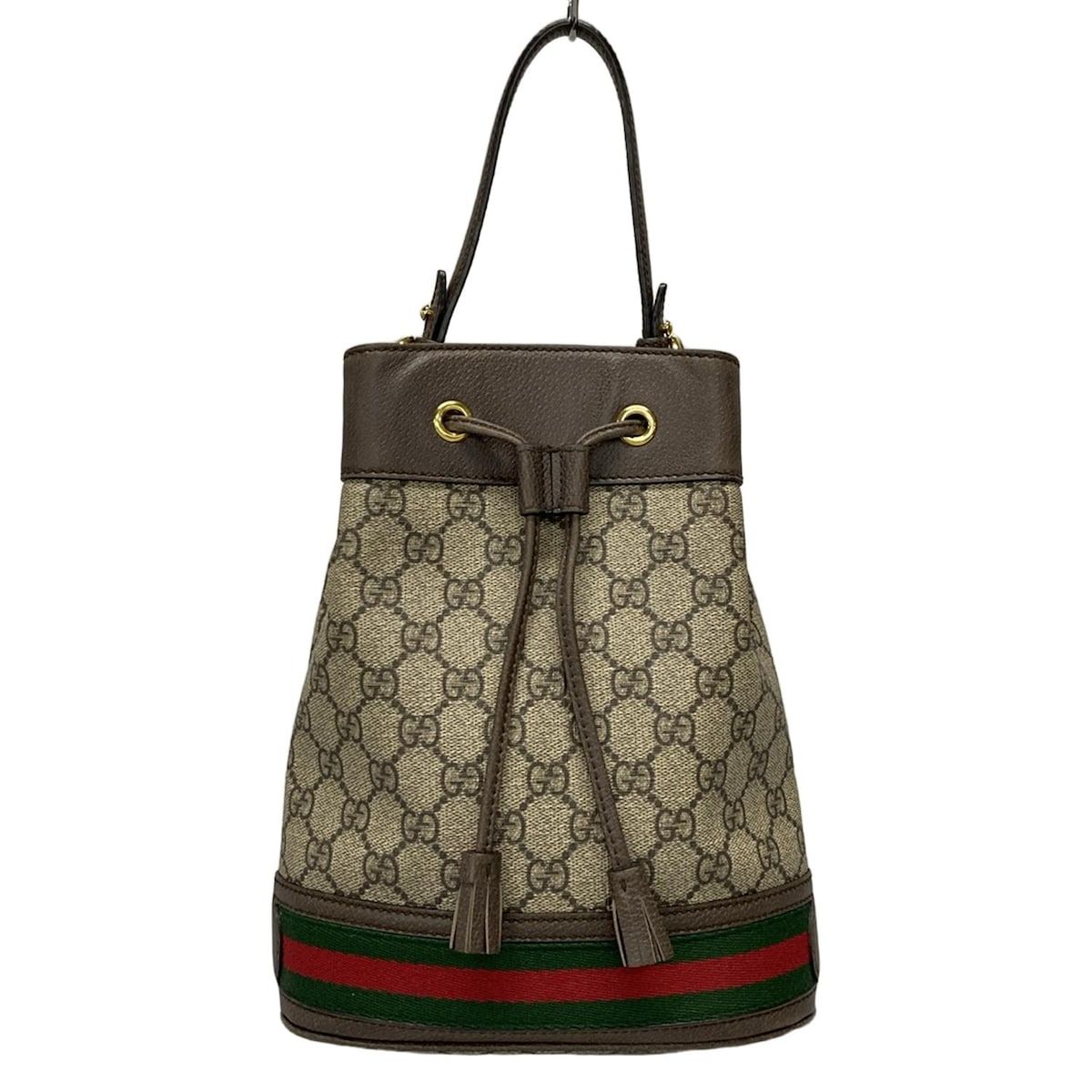 GUCCI グッチ ハンドバッグ オフィディア GGスモール バケットバッグ 550621 ベージュ×ダークブラウン×マルチ 巾着型 レザー