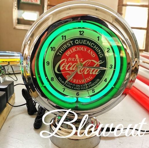 置き時計 時計 コカ コーラ ネオン ビンテージ HOT ROD 看板 インテリア バイク 車 家具 アメリカン雑貨 BAR カフェ 店舗 ガレージ 酒 ハーレー 昭和レトロ 当時 コカコーラ