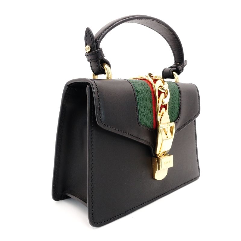 ★送料関税込★GUCCI シルヴィ レザー ショルダーバッグ グッチ GUCCI シルヴィ ショルダーバッグ 2way レザー ブラック