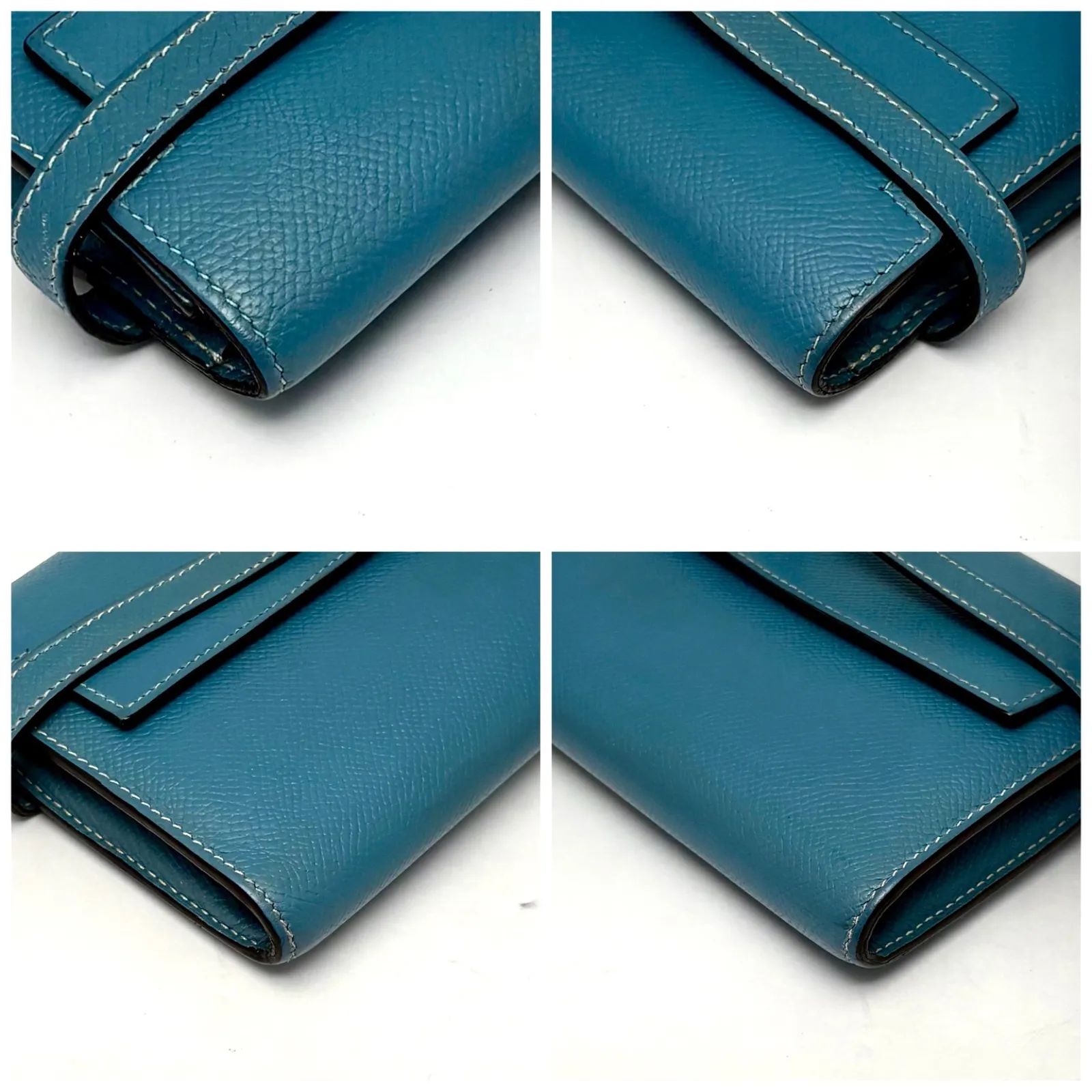 エルメス HERMES 長財布 ケリーウォレット ロング ブルージーン 水色 