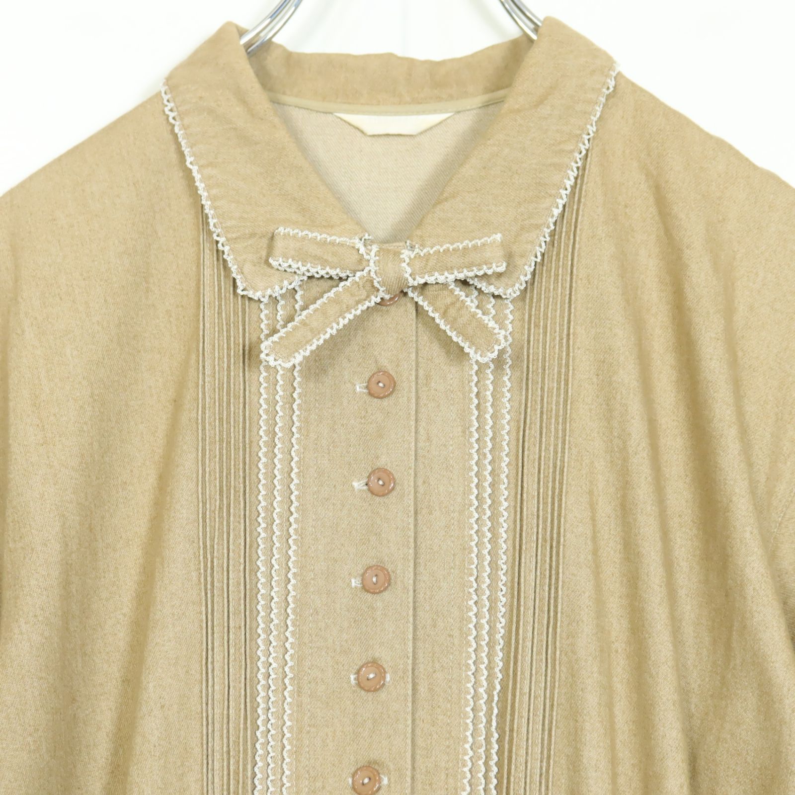 ピンクハウス☆オリチェ&シロツメクサpt♪パッチワークワンピース 薄茶  