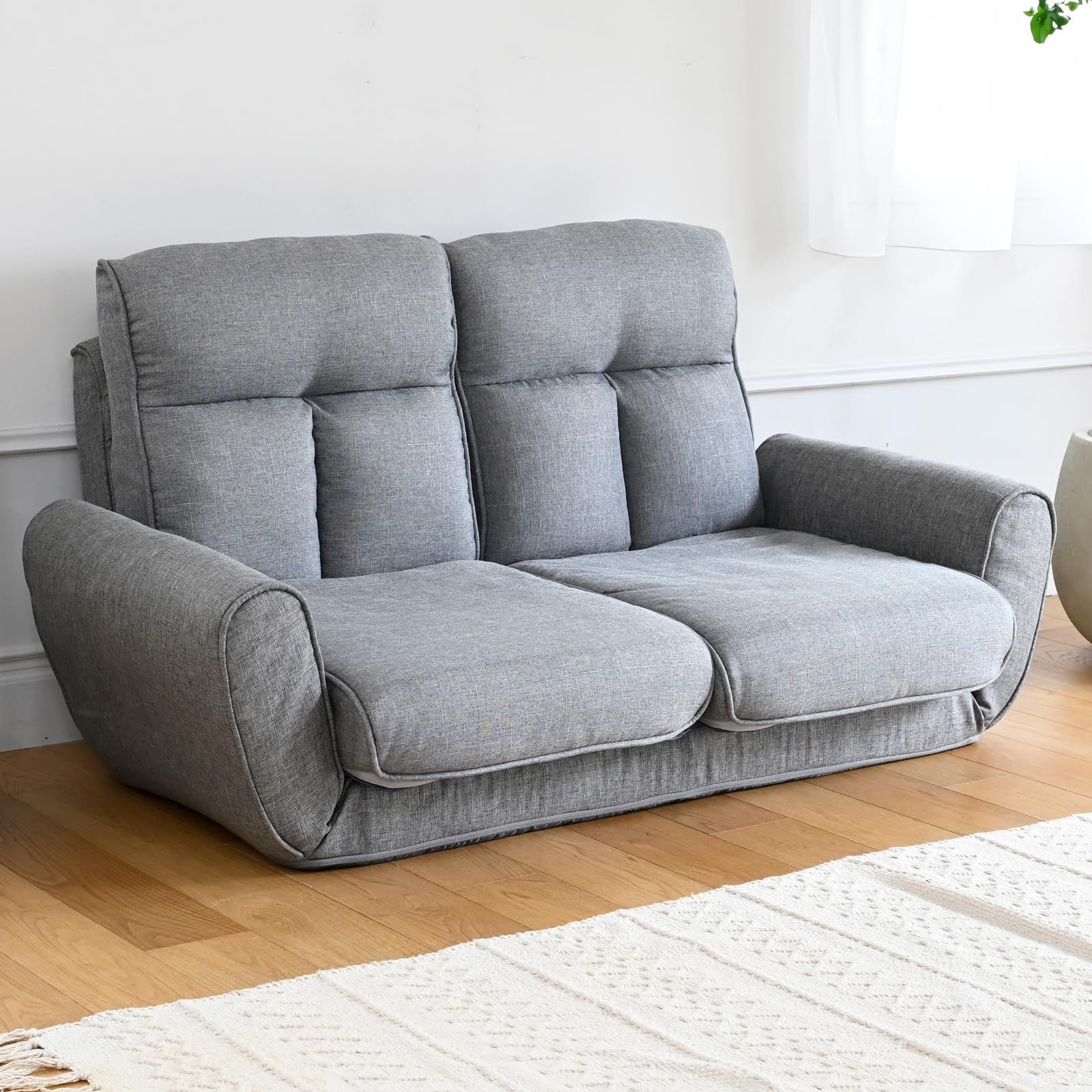 ダークグレー 完成品 幅125-162×奥行79×高さ65cm 14段階 リクライニング 座椅子 ロー YAKZS-2 DGY * 分割できる ソファー 4人掛け 2人掛け ソファ 山善 YAMAZEN