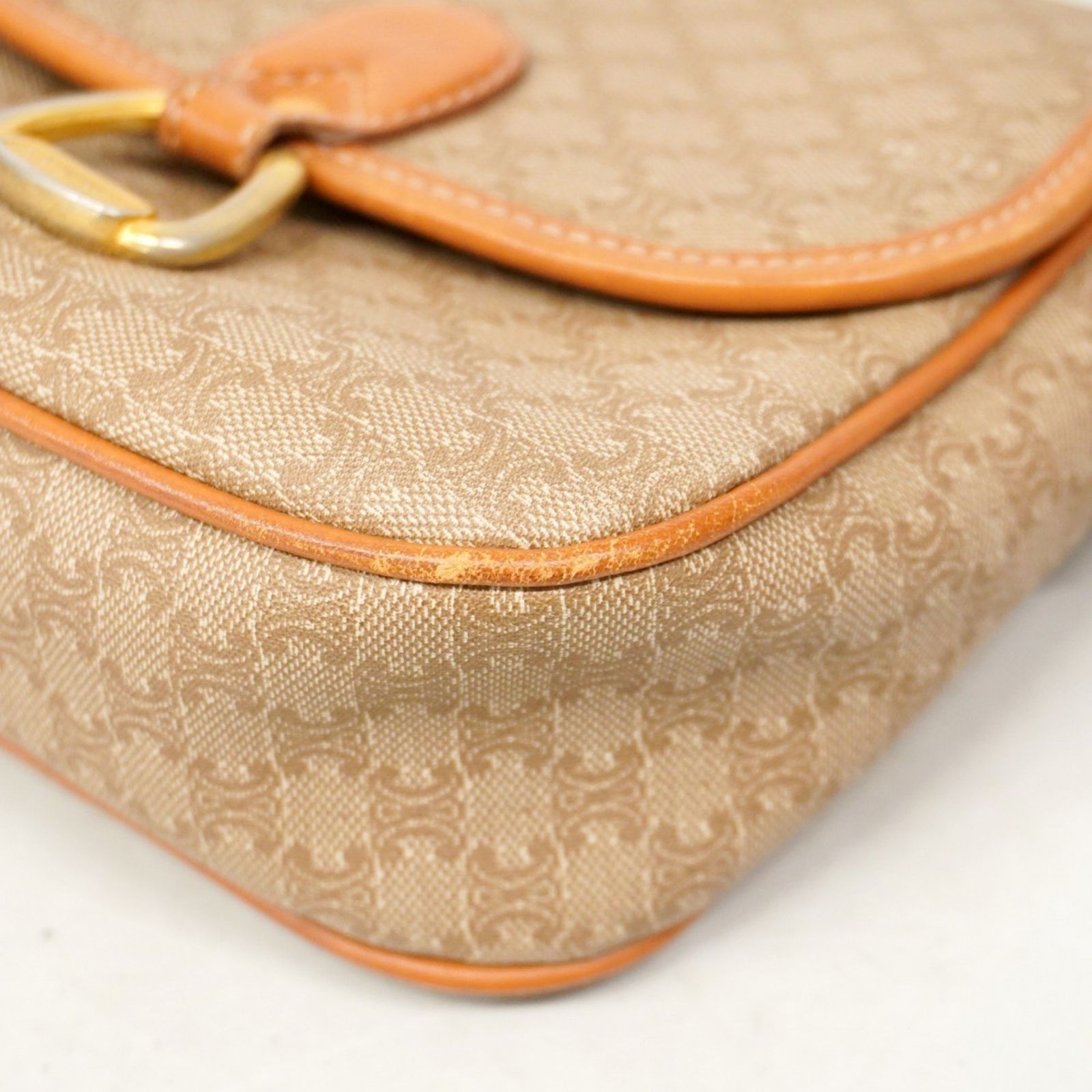 美品　セリーヌ ショルダーバッグ マカダム レザー ブラウン系 斜めがけ CELINE セリーヌ ショルダーバッグ 2WAY マカダム MC98/2