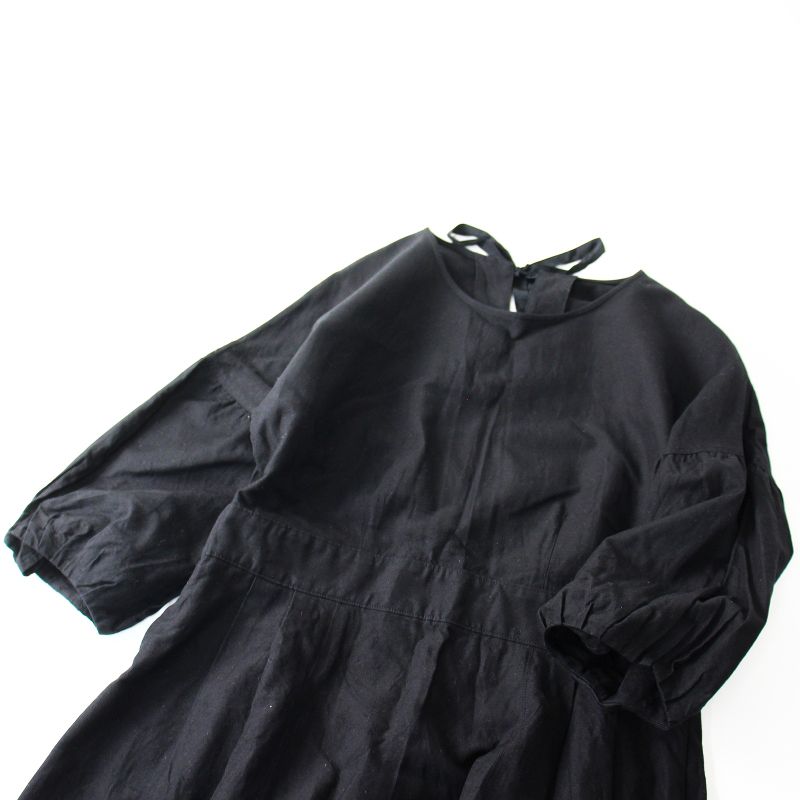 リゼッタ Lisette コットンリネン タックワンピース 38/ブラック