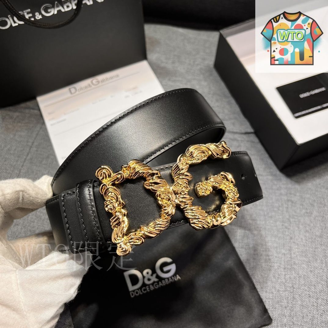 【Dolce&Gabbana】 DGレザーベルト ブラックのメンズ ベルト リュクスレザー DGオーバーラッピング