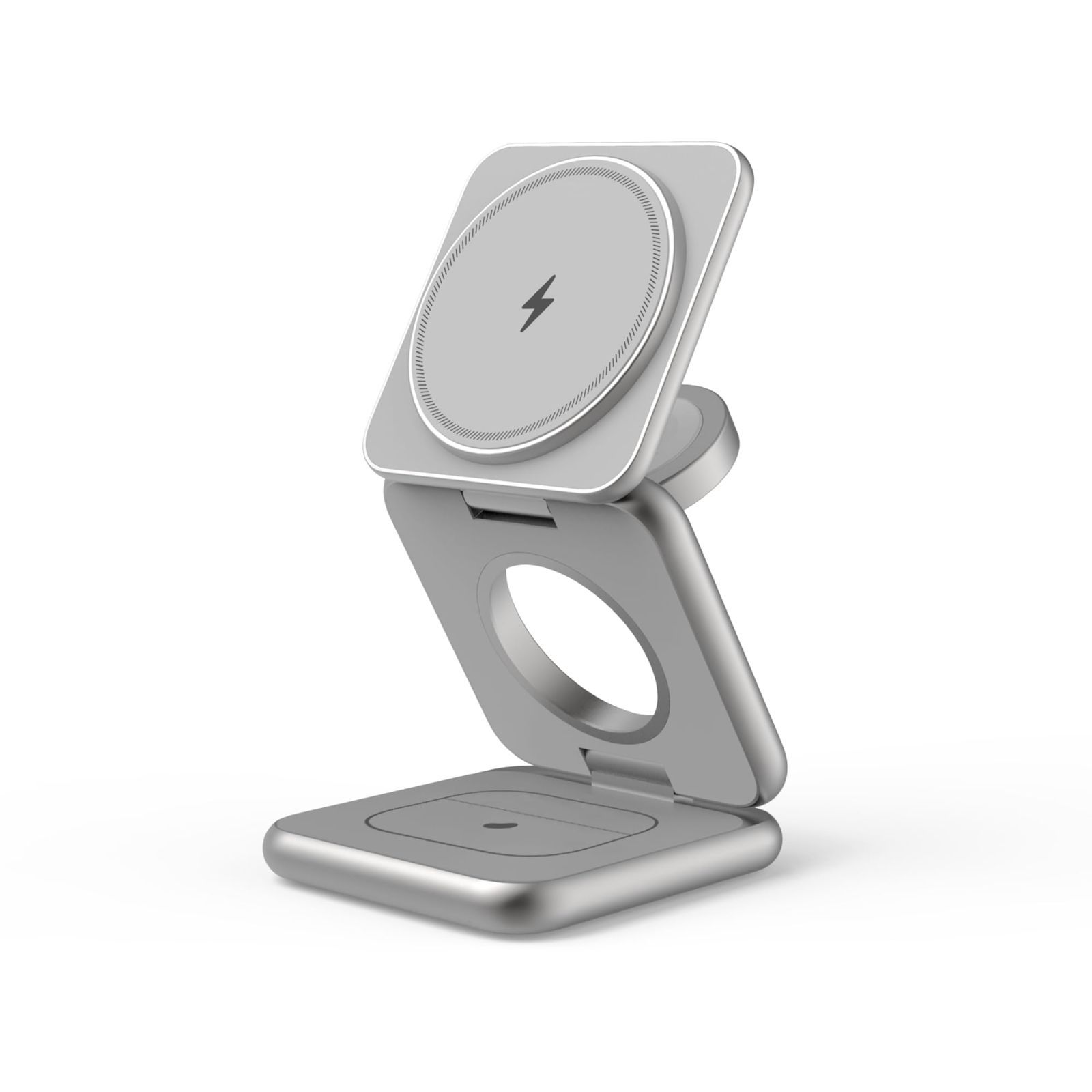 新着商品 S20|S10|S10 |S9|Airpods seris|Galaxy 16|15|14|13|12 iPhone 2|3|pro|Apple アルミ合金 フリップ-フォールド ワイヤレス出力 22W 3台同時 コンパクト Watch シルバー