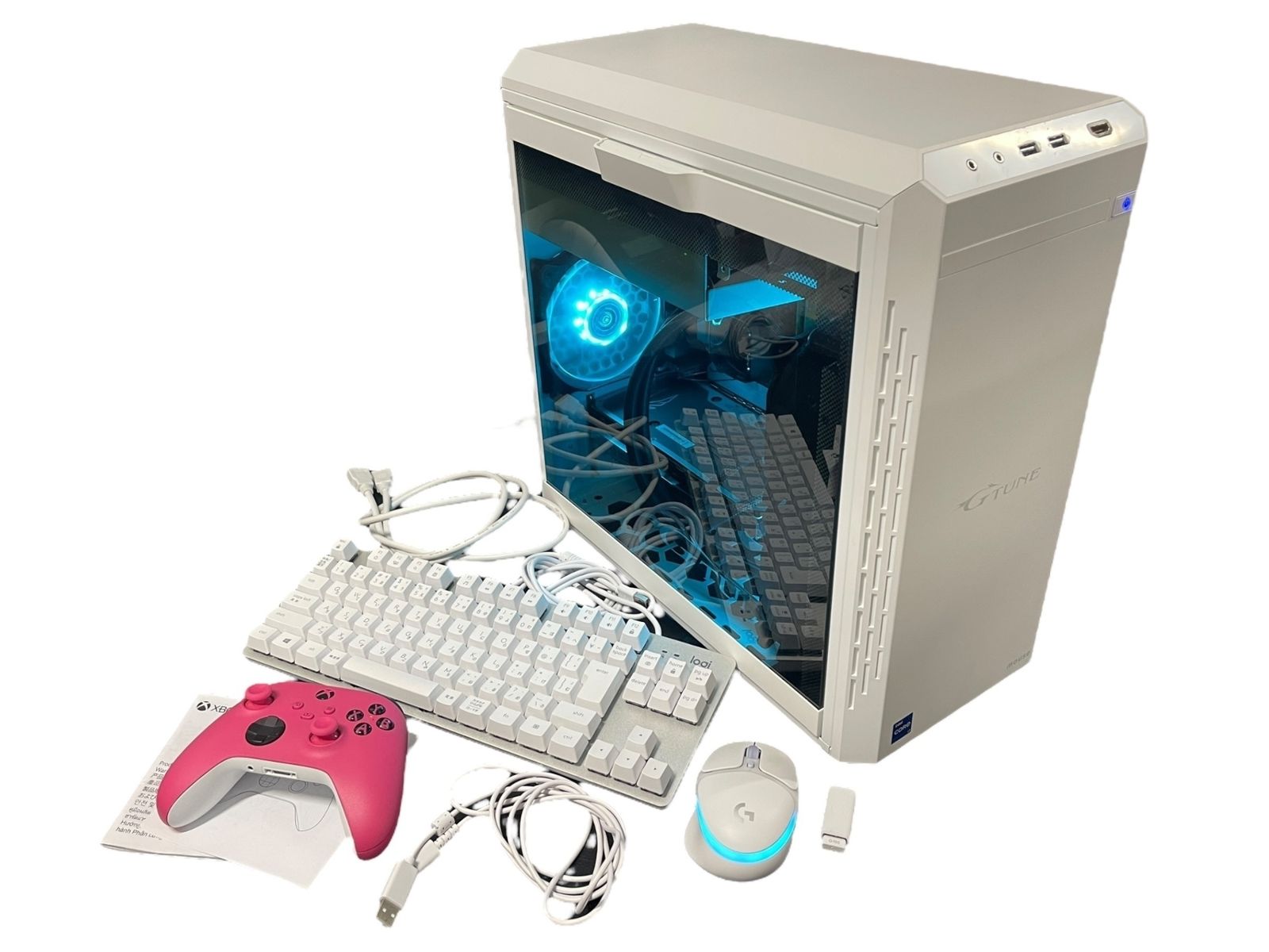 RTX 4070 SUPER Core i7-14700F メモリ32GB SSD1TB 搭載ゲーミングPC ホワイトケースセット Logicool K835 TKLキーボード G705マウス