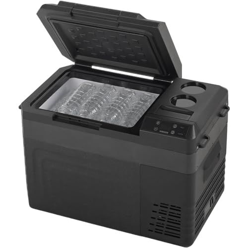 山善 ポータブル冷蔵庫 冷凍冷蔵庫 25L コンプレッサー式 AC|DC 2WAY電源 車載 冷蔵庫 冷凍庫 小型 クーラーボックス 節電モード搭載 ブラック YFR-AC251 B mp