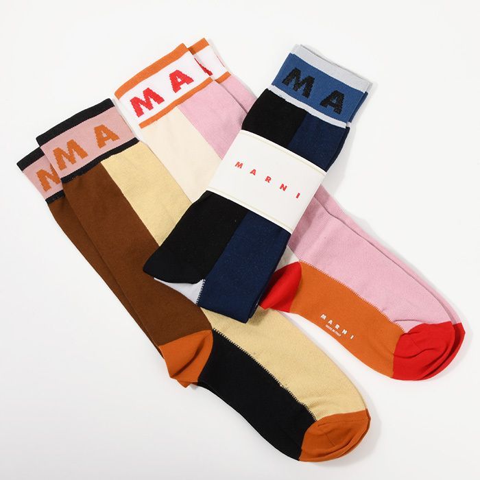 MARNI マルニ ソックス 靴下 SKMC0185Q0UFC159 ブロック コットン製ソックス レディース バイ ミッドカーフ カジュアル