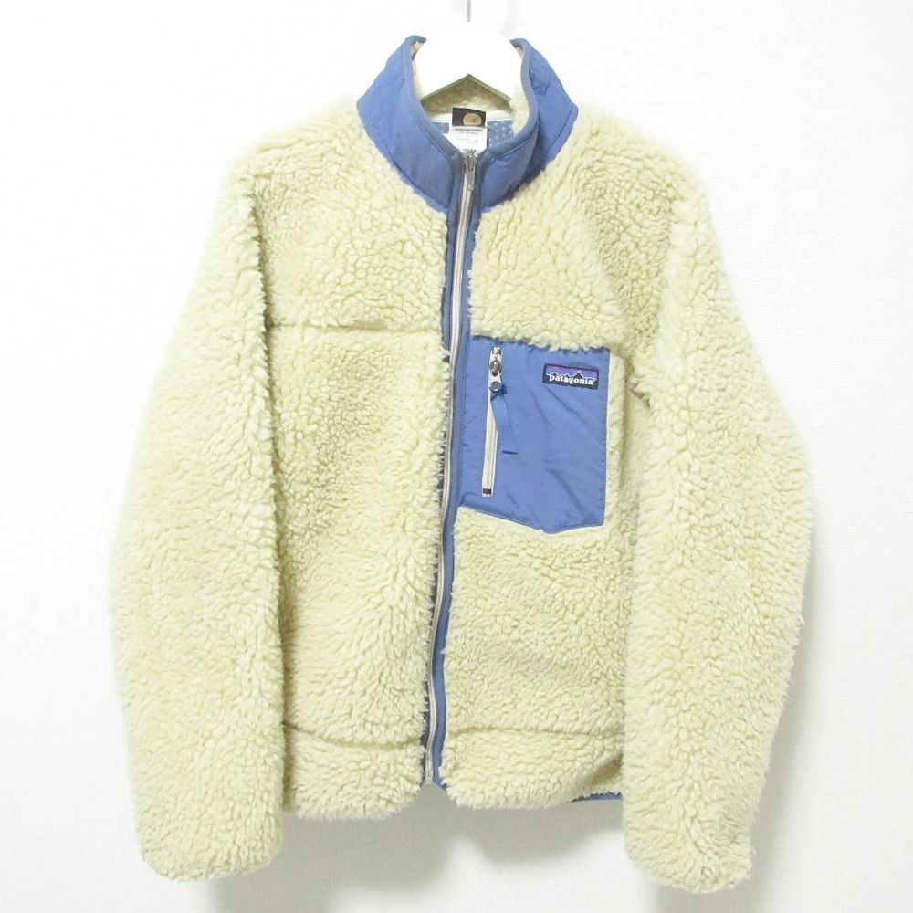 美品 Patagonia パタゴニア クラシックレトロXジャケット シンチラ ボアフリース ブルゾン 65559 キッズ XL アイボリー キッズ 古着 中古 USED