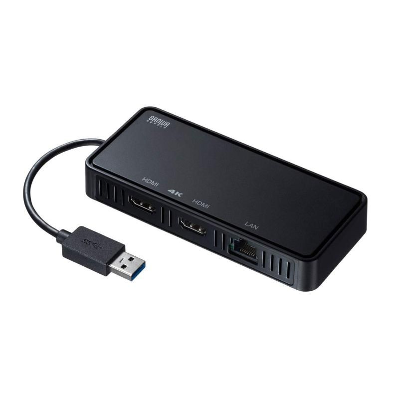 サンワサプライ USB3.1-HDMIディスプレイアダプタ 4K対応 2出力 LAN-ポート付き USB-CVU3HD3