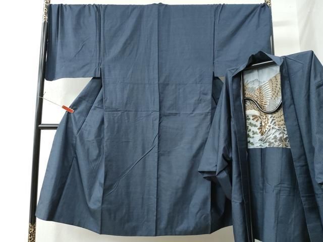 平和屋着物●男性 本場大島紬 アンサンブル 格子 キングサイズ 正絹 CAAW8081yc