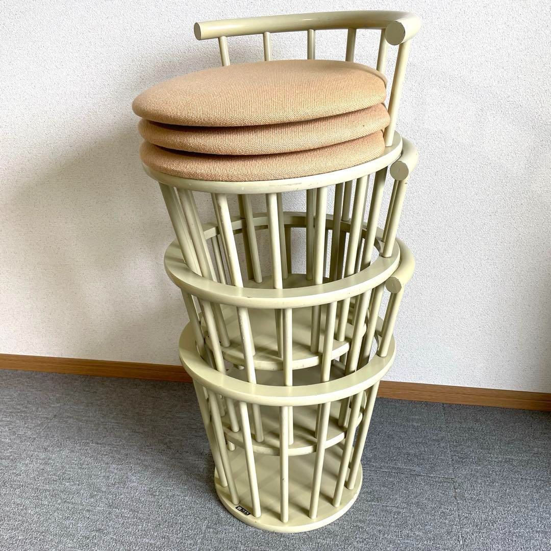 オールドカリモク カラースツール 3脚セット 希少ヴィンテージ