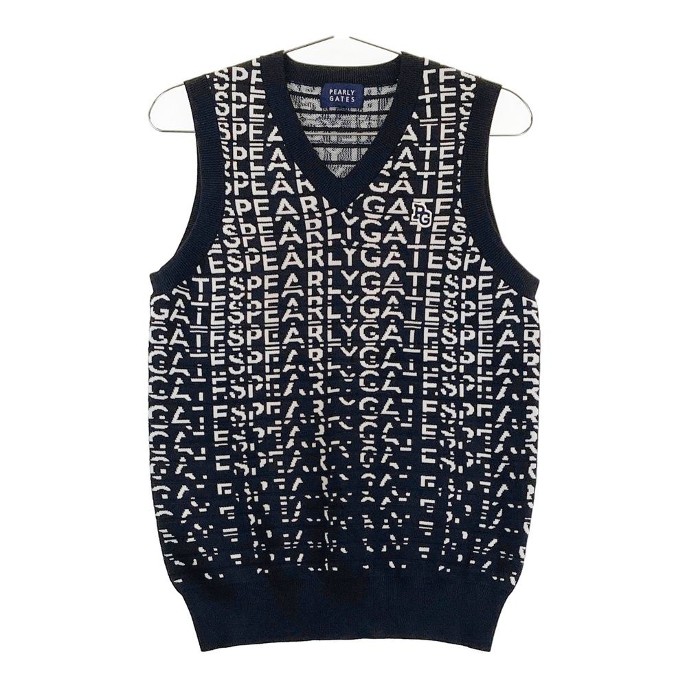 サイズ 0 PEARLY GATES パーリーゲイツ ニットベスト ロゴグラデーション柄 ネイビー系 240101542254 ゴルフウェア レディース ストスト