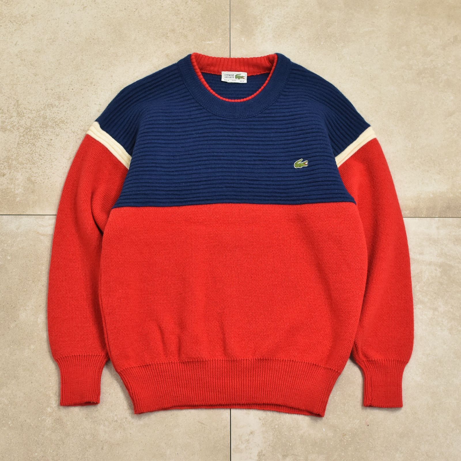 レディース L相当 70s〜80s CHEMISE LACOSTE ラコステ 切替デザイン 