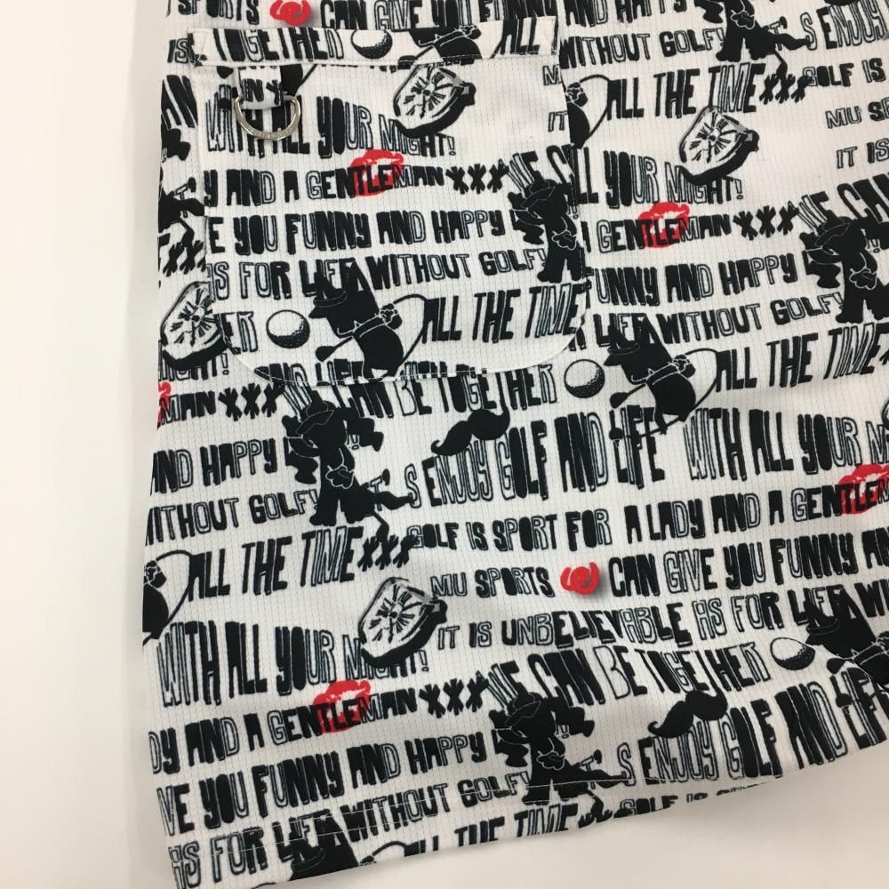 超美品】MUスポーツ 半袖ポロワンピース 白×黒 ロゴ・ドッグ総柄