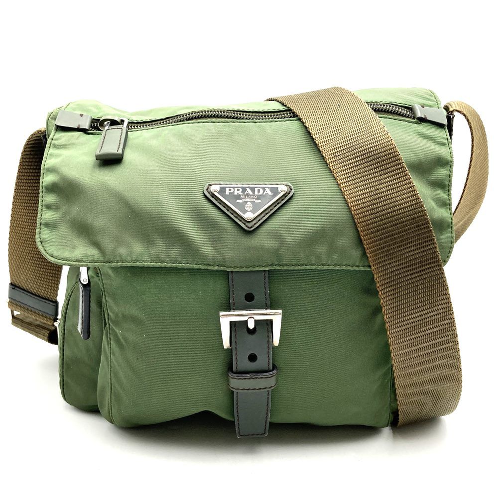 PRADA プラダ ショルダーバッグ ナイロン グリーン ベルト レディース  