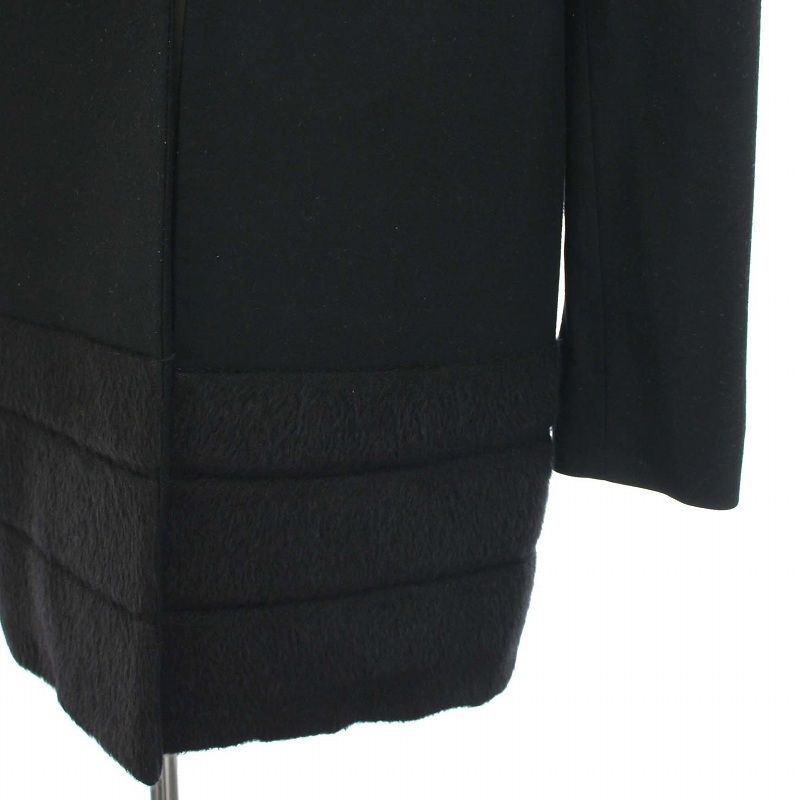 ヨーコチャン YOKO CHAN ノーカラーコート アルパカ 切替 ミドル丈  