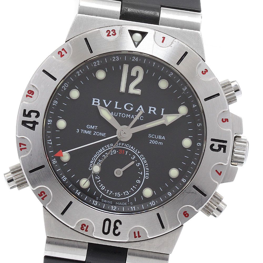 ブルガリ BVLGARI SD38SGMT ディアゴノ スクーバ GMT デイト 自動巻き メンズベルト _890779