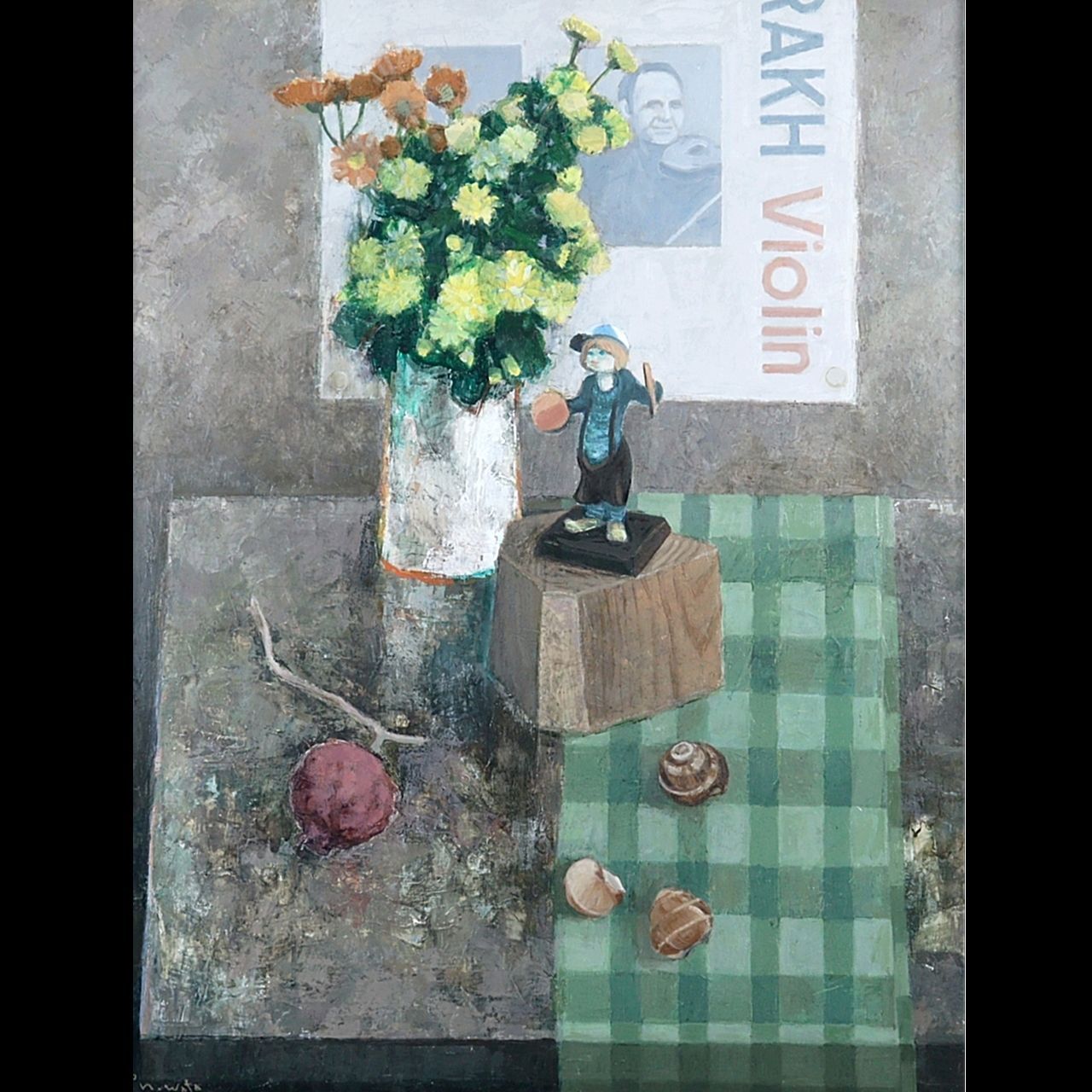 渡辺信明 静物画 肉筆油彩30号 特大 花 唐物 骨董 古美術 楾 C64-PR