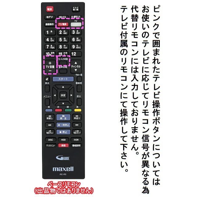 1220☆マクセル(maxell)テレビリモコンRC-R3 - テレビ