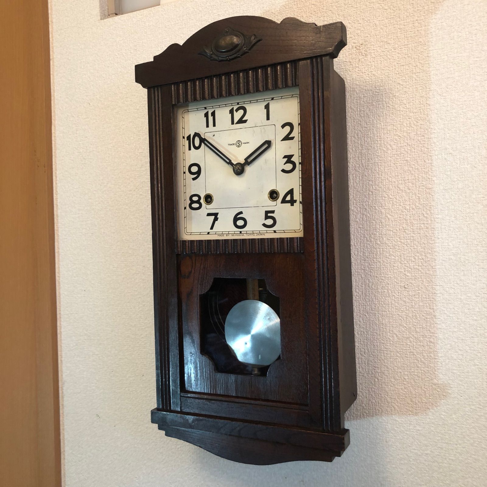 昭和初期頃 精工舎 宮型スリゲル 掛時計 オーバーホール済 稼働品