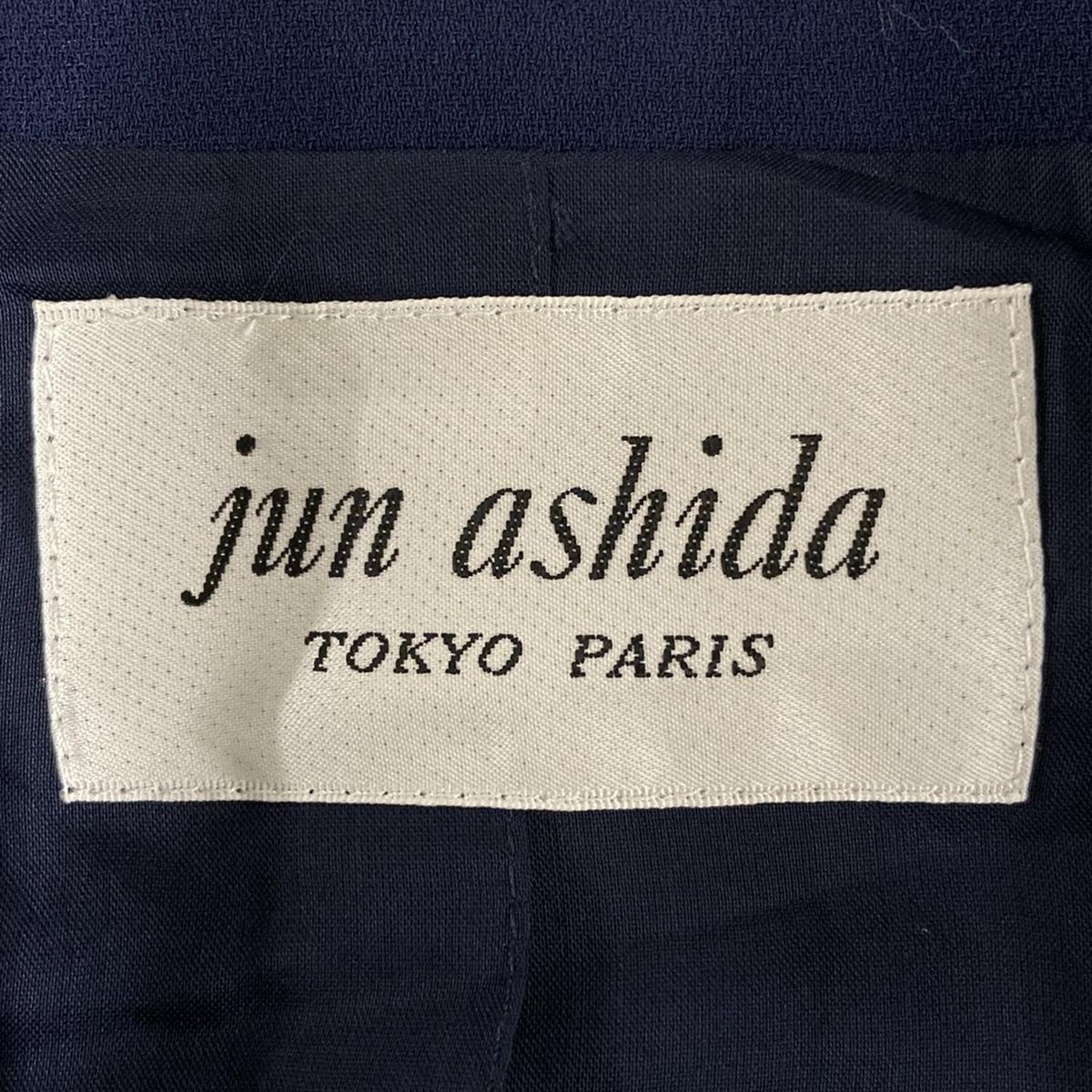 ◇ジュンアシダ【11】美品　ジャケット　ツイード　フリンジ　肩パッド ジュンアシダ jun ashida チェスターコート ジャケット ツイード