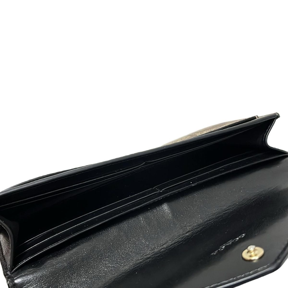 COACH(コーチ) 長財布 シグネチャー柄 3034 カーキ×黒 レザー