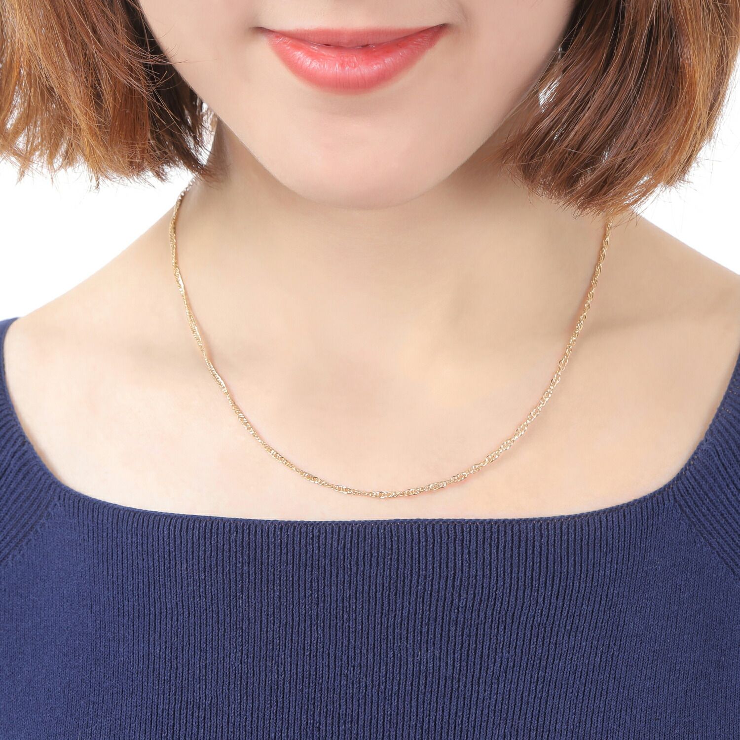 18金イエローゴールド ネックレス チェーン 45cm 18k k18 中空 