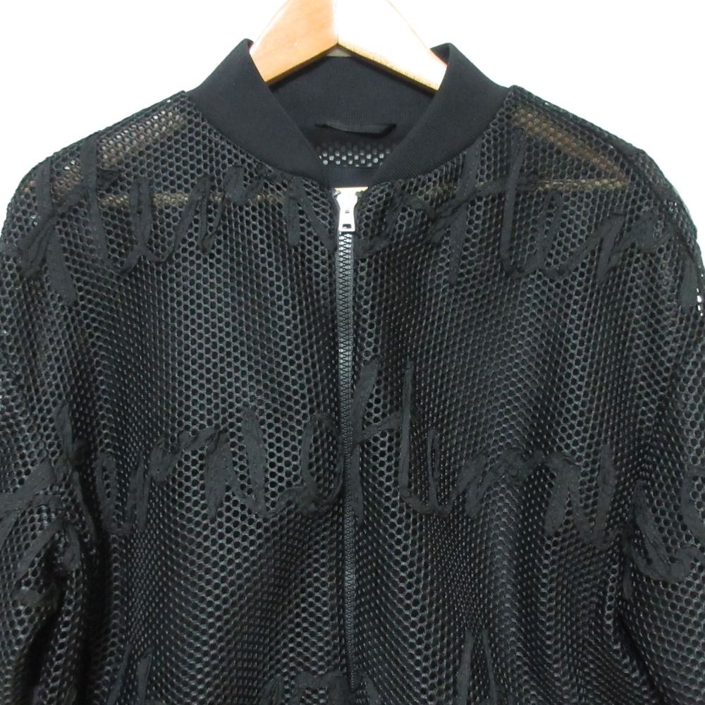 HERNO - 美品 23SS HERNO ヘルノ ロゴメッシュ ジップアップブルゾン ジャケット GI000193D-12511-9300 サイズ42 ブラック レディース 古着 中古 USED 美品 23SS HERNO ヘルノ ロゴメッシュ ジップアップブルゾン