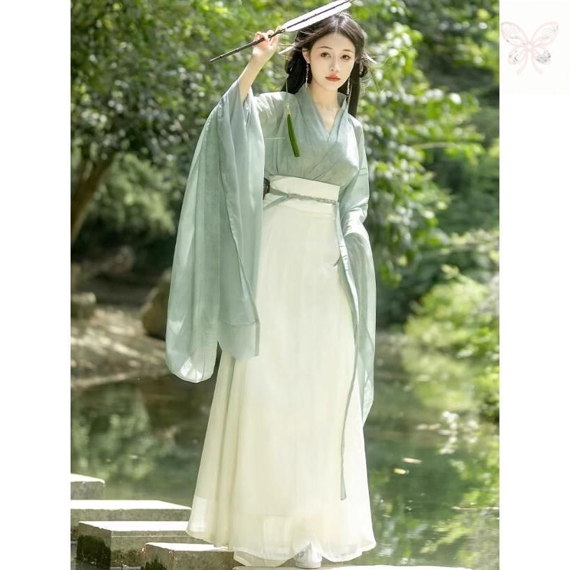 振袖中華シャツ ロング丈スカート3点セットアップ