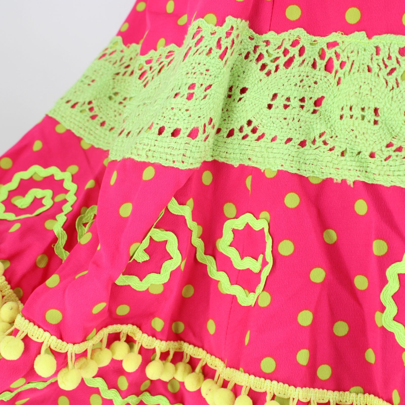 美品 フラメンコ衣装】ピンク ファルダ スカート ボランテ ドット 水玉