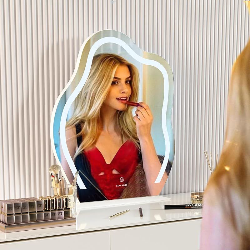 FENCHILIN 女優ミラー 鏡 卓上 壁掛け 2WAY ライト付き 化粧鏡