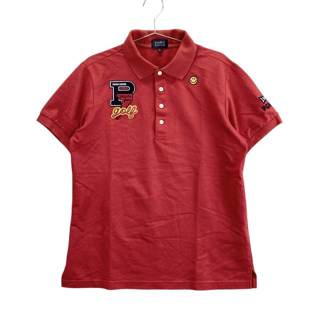 パーリーゲイツ ニコちゃん ポロシャツ 日本製 レッド系 サイズ0