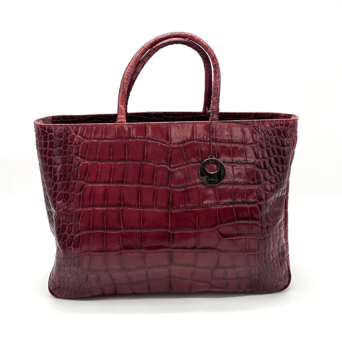 フルラ クロコ型押し FURLA 2way レザー トートバッグ 黒 バッグの通販 