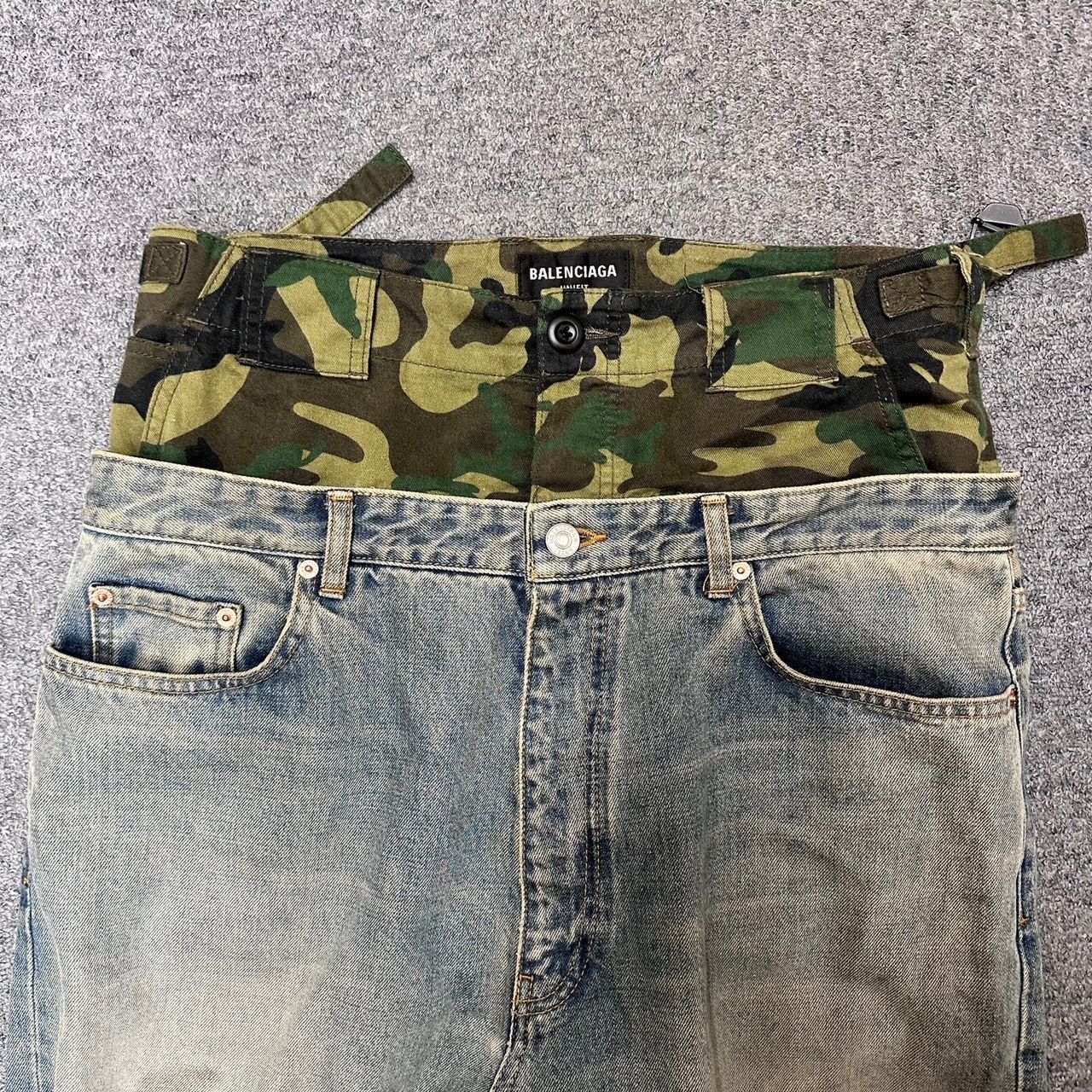 国内正規 BALENCIAGA 21AW カモフラージュレイヤードワイドデニム