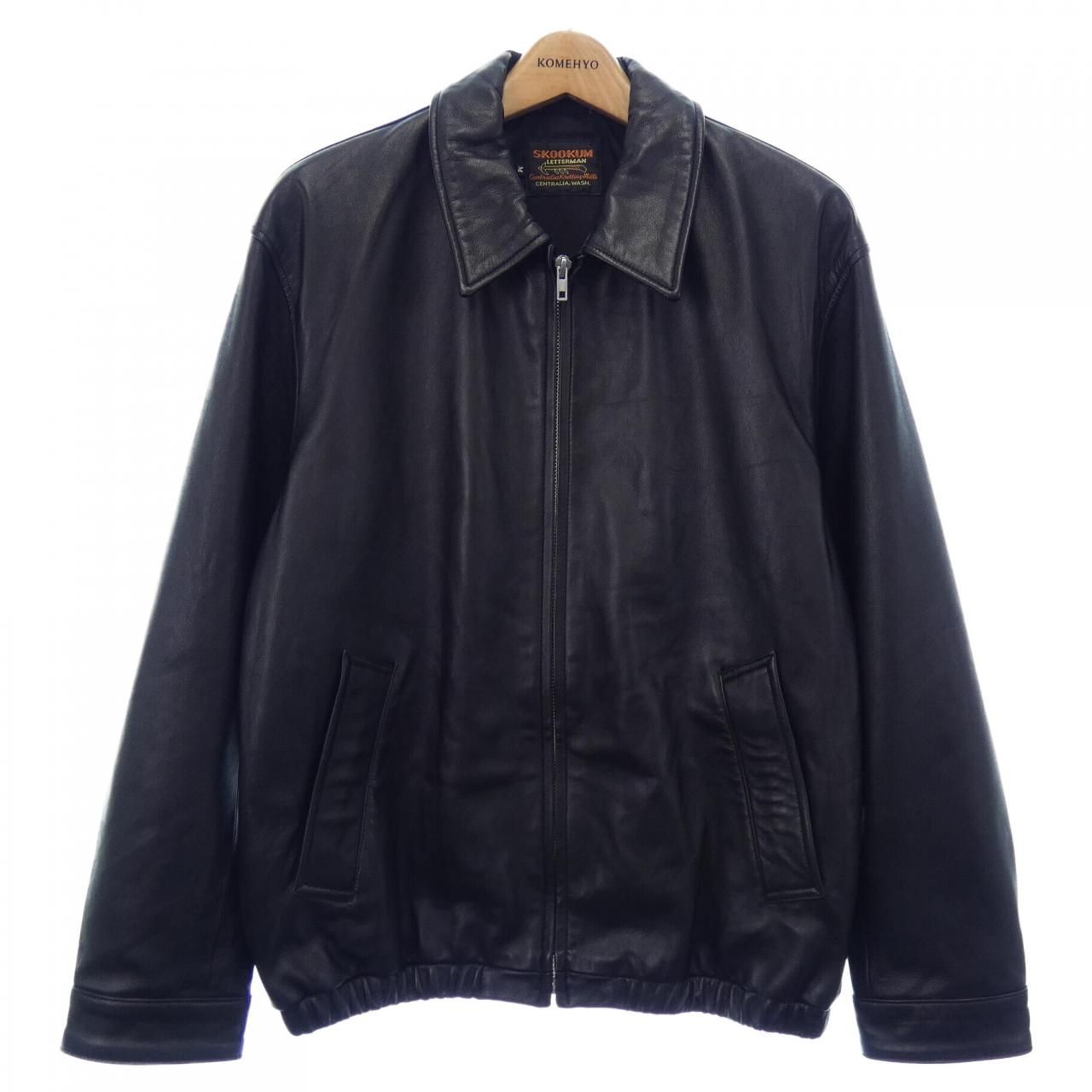 スクーカム SKOOKUM ダブル ライダース レザー ジャケット Ｌ 黒 JACKROSE（ジャックローズ） ホースオイルレザー ダブル