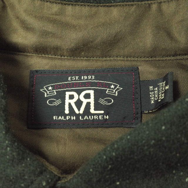 RRL ダブルアールエル CPO SHIRTS ウールシルク CPOシャツ 782804330001 M ダークグリーン Double RL 長袖  ネップ ゴマ塩 トップス g11442