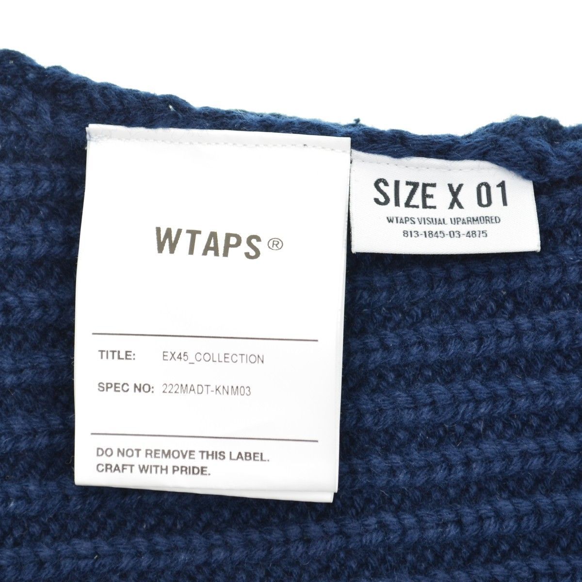 WTAPS】22AW 222MADT-KNM03 COMMANDER / SWEATER / POLY / NAVY長袖 