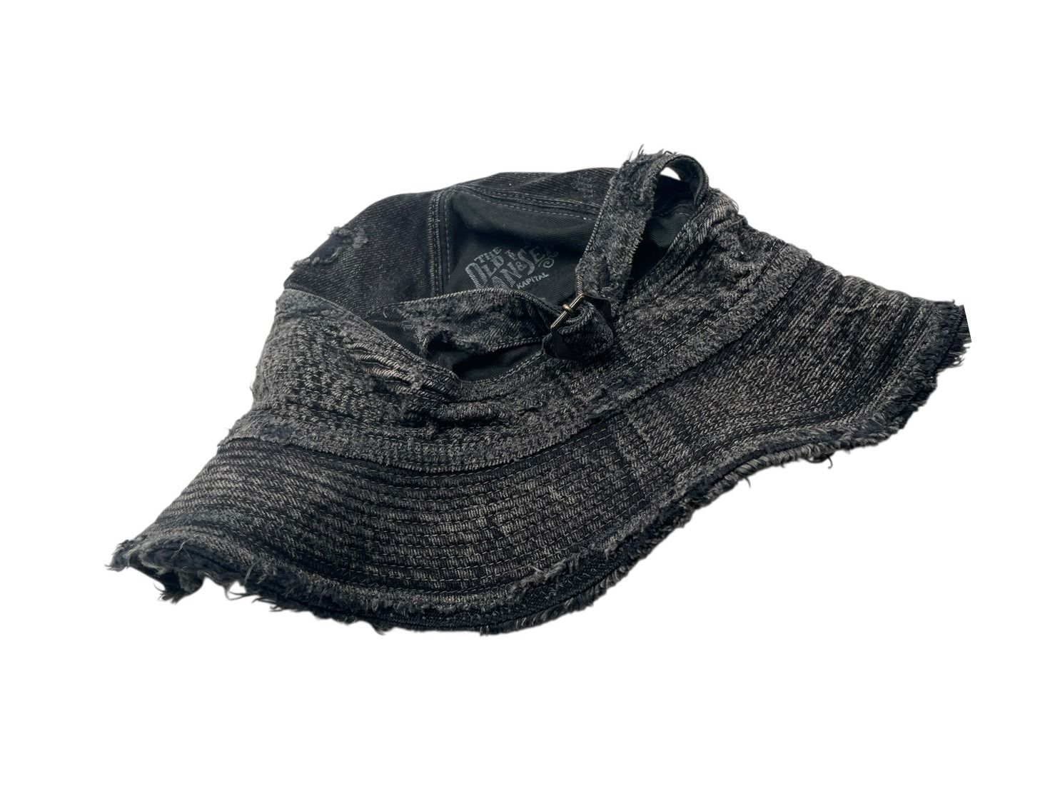 KAPITAL キャピタル 11.5oz ブラック×ブラック デニム 老人と海HAT クラッシュリメイク バケットハット EK-1741XH ONE SIZE 4b007549