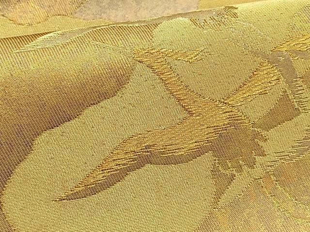 平和屋2■六通柄袋帯　飛鶴風景松文　金糸　引箔　逸品　sf2612 平和屋着物◎太鼓柄袋帯 唐織 扇面飛鶴松文 金糸 引箔 正絹 逸品