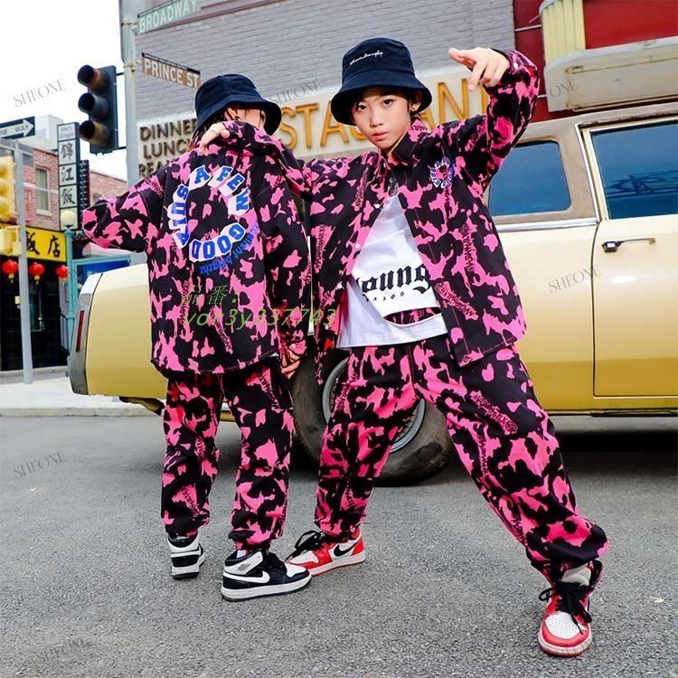 ヒョウ柄 キッズダンス衣装 セットアップ 女の子 トップス 派手
