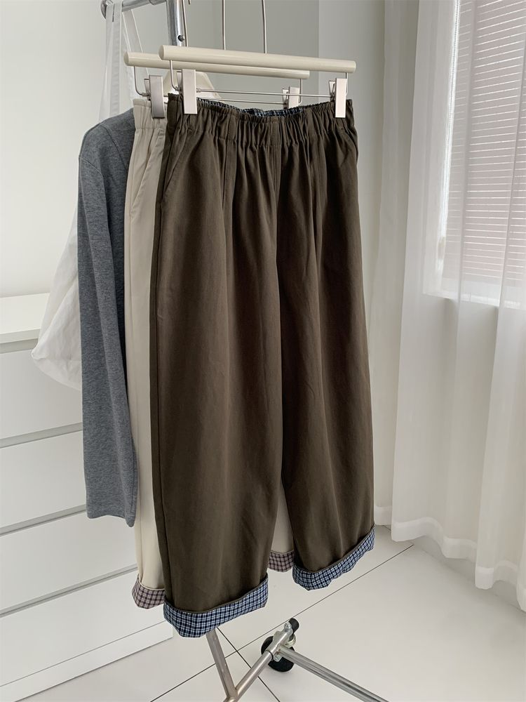 格子柄 カーキグリーン