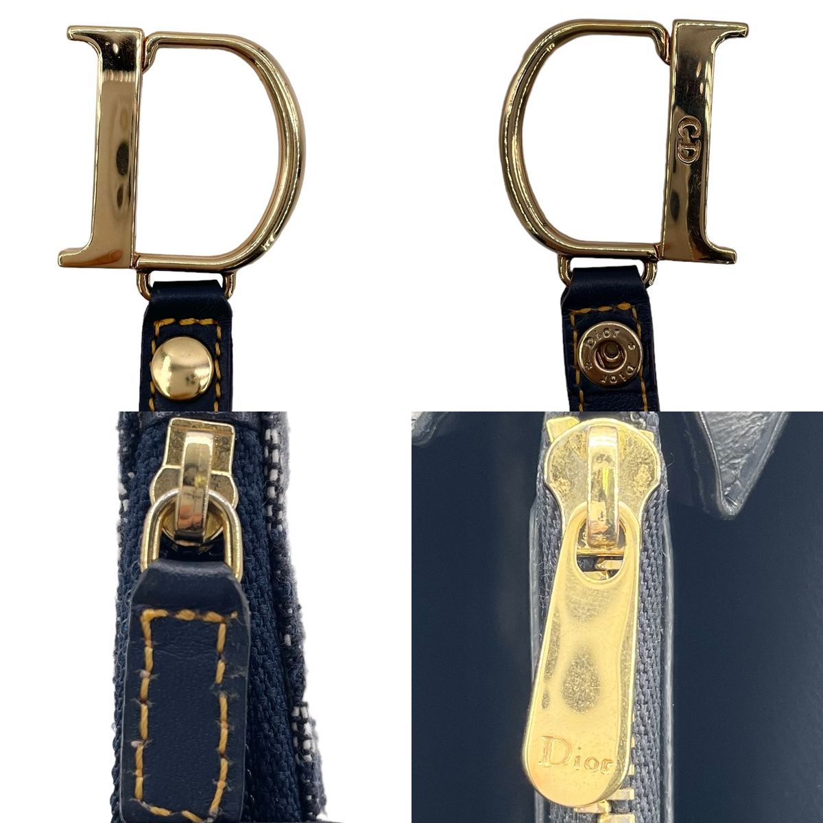 【中古】 Christian Dior クリスチャン・ディオール  メンズ財布 オブリーク  ジップウォレット ネイビー レディース 24020817 KJ