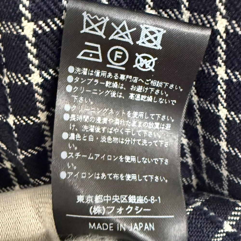 FOXEY フォクシー 2025年モデル チェック柄 半袖 ひざ丈 フ ワンピース 43891 38 ネイビー レディース 古着 NICORILABO_COM