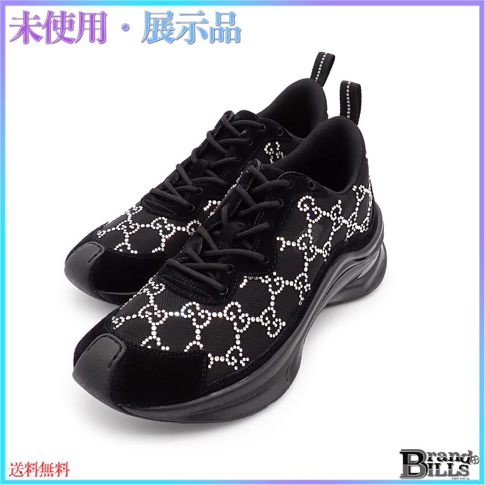 グッチ ラン GGクリスタル スニーカー ローカット メッシュ スエード