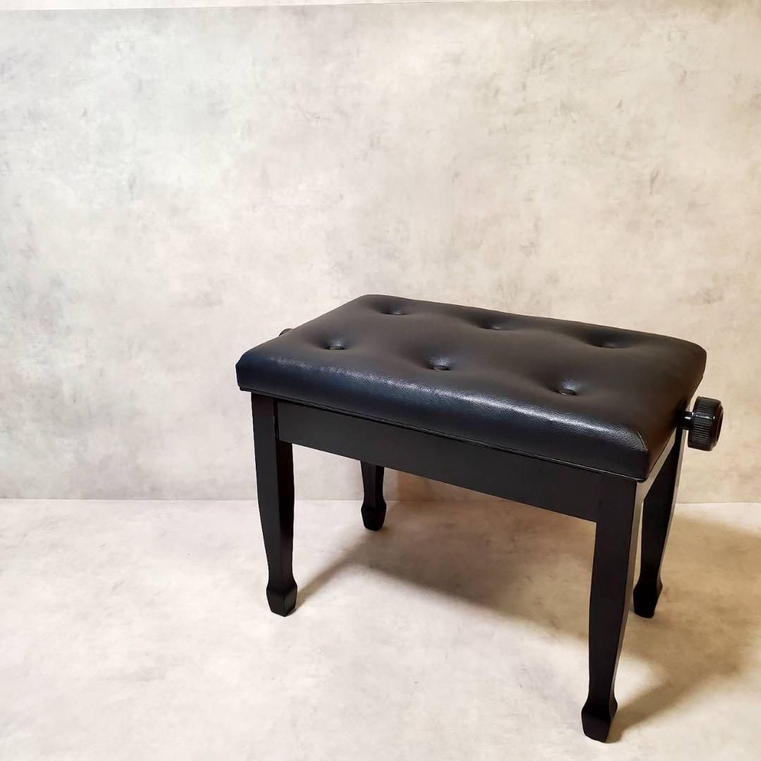 高級】ピアノ椅子 猫脚 日本製 黒 レザー 高さ調整式 両手