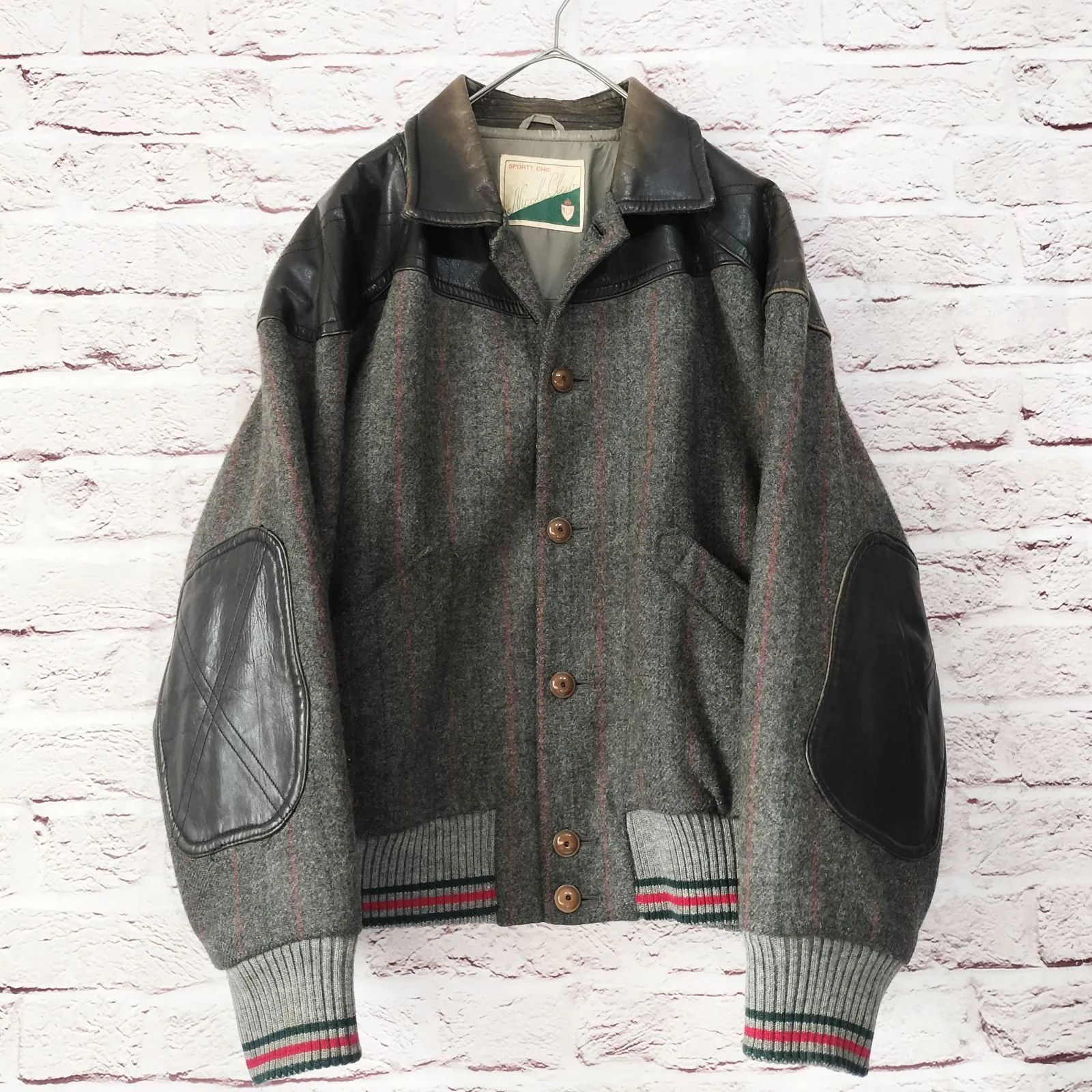 ヴィンテージ】NICOLE CLUB 異素材 ドッキング スタジャン 牛革