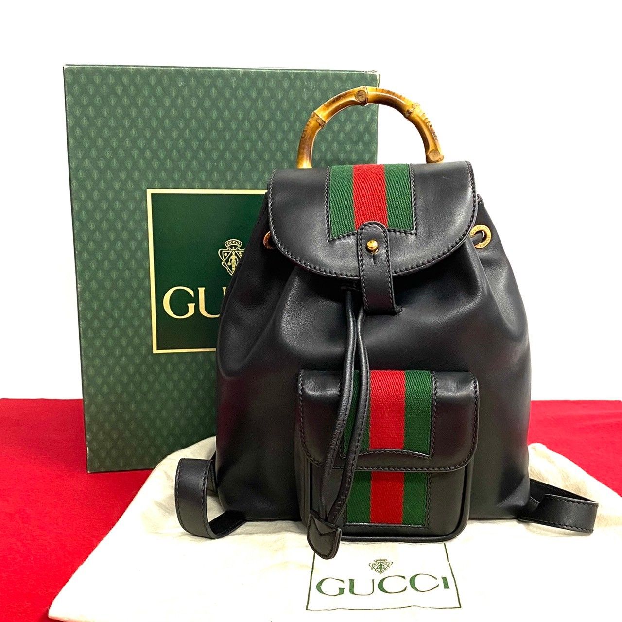 外観美品✨GUCCI グッチ シェリーライン バンブー リュックサック 極 美品 箱 袋付 GUCCI グッチ オールドグッチ シェリーライン